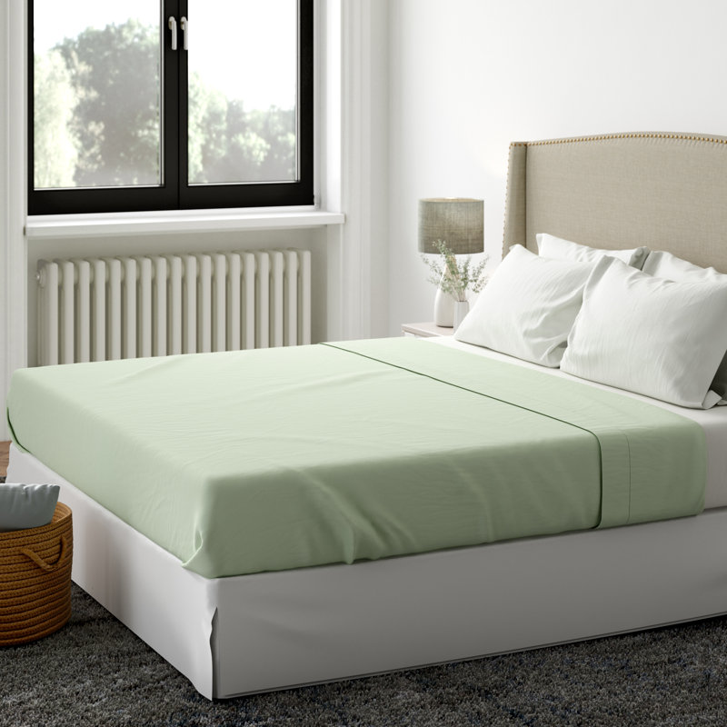 Sateen Flat Sheet, Double (4'6), Duck Egg Blue