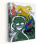 Visage souriant et cheval abstrait, art coloré cheval ludique-493387855