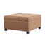 Rangement carré de 35 po en similicuir brun - Repose-pieds contemporain avec coutures gaufrées et caché pour le bureau de la chambre à coucher et du salon