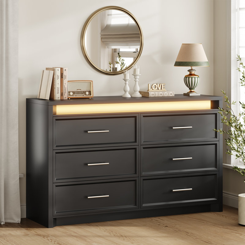Commode 6 tiroirs, Noir