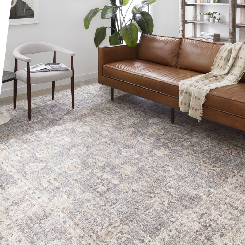 Tapis oriental gris / pêche Gelo, Rectangle 7 pi 6 po x 9 pi 6 po