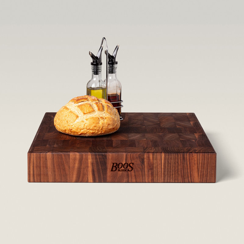 John Boos Chinese Cutting Board 3" End Grain Reversible, Walnut, 18'' x 18''