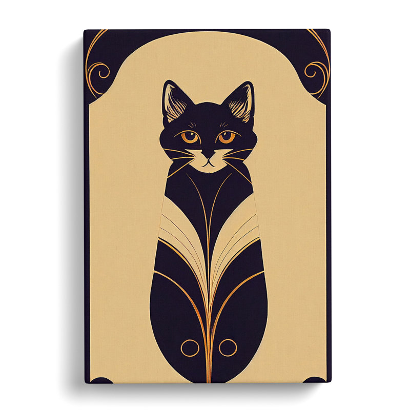 XC1022-1301X Cat Art Deco No.2 - Wrapped Canvas Print, 76cm H x 50cm W x 3cm D
