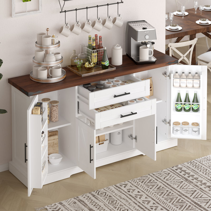Armoire de rangement 63 "avec 2 tiroirs et porte, Blanc