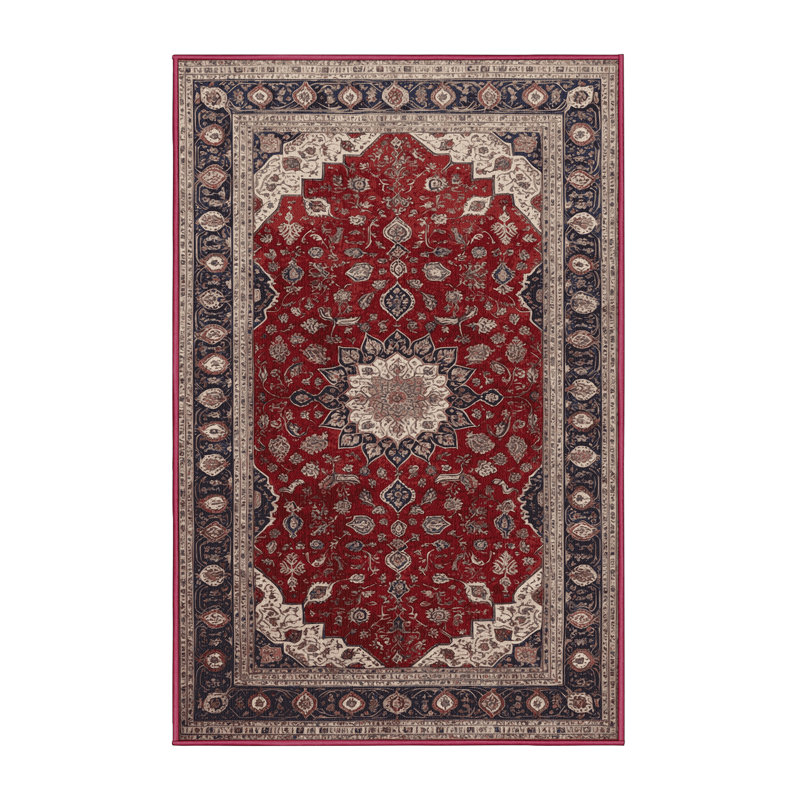 Machine Washable Persian Brown Area Rug, Rectangle 5' x 8'
