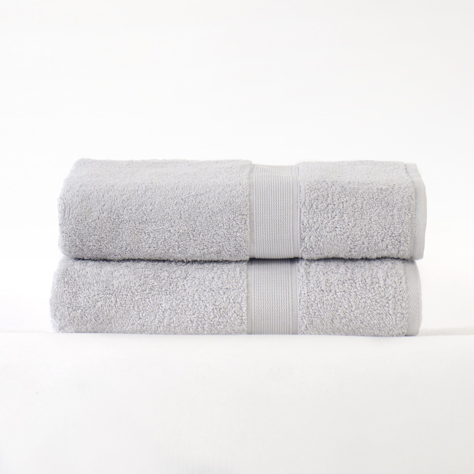 Lyndon 2 Piece 100% Cotton Bath Sheet Towel Set, Silver