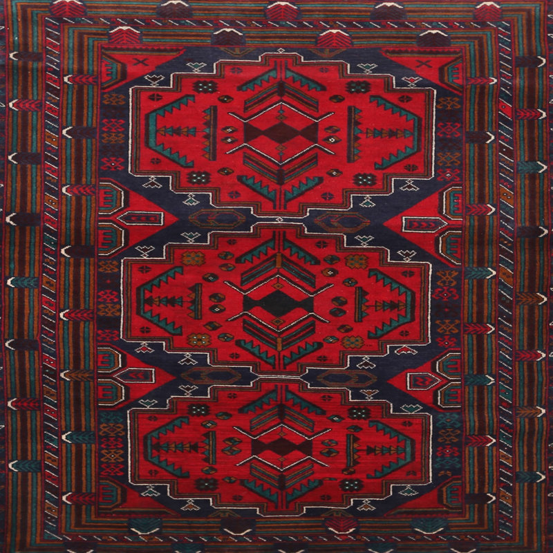 Tapis rouge à motif sud-ouest, Carré 5 pi