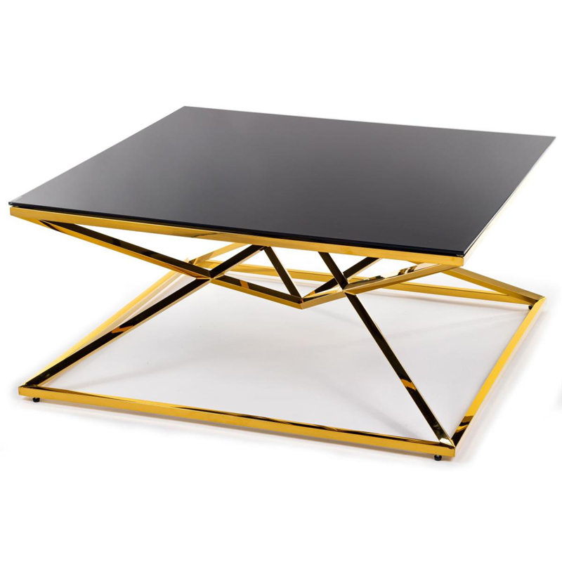 Amesville Frame Coffee Table, Black Top/Gold Base