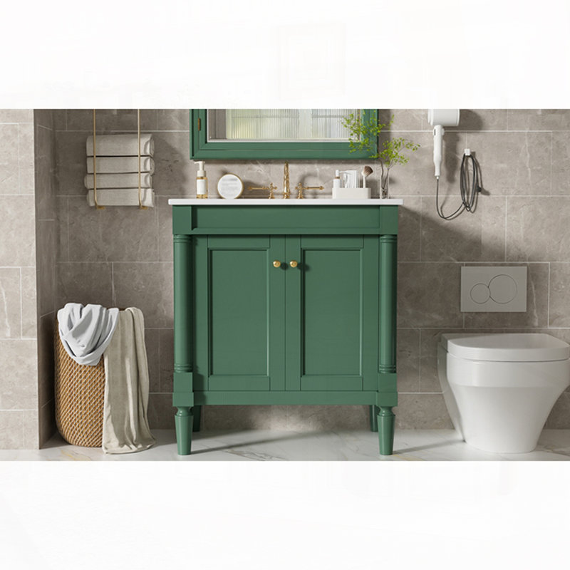 Meuble-lavabo 30 po avec lavabo en céramique, Vert