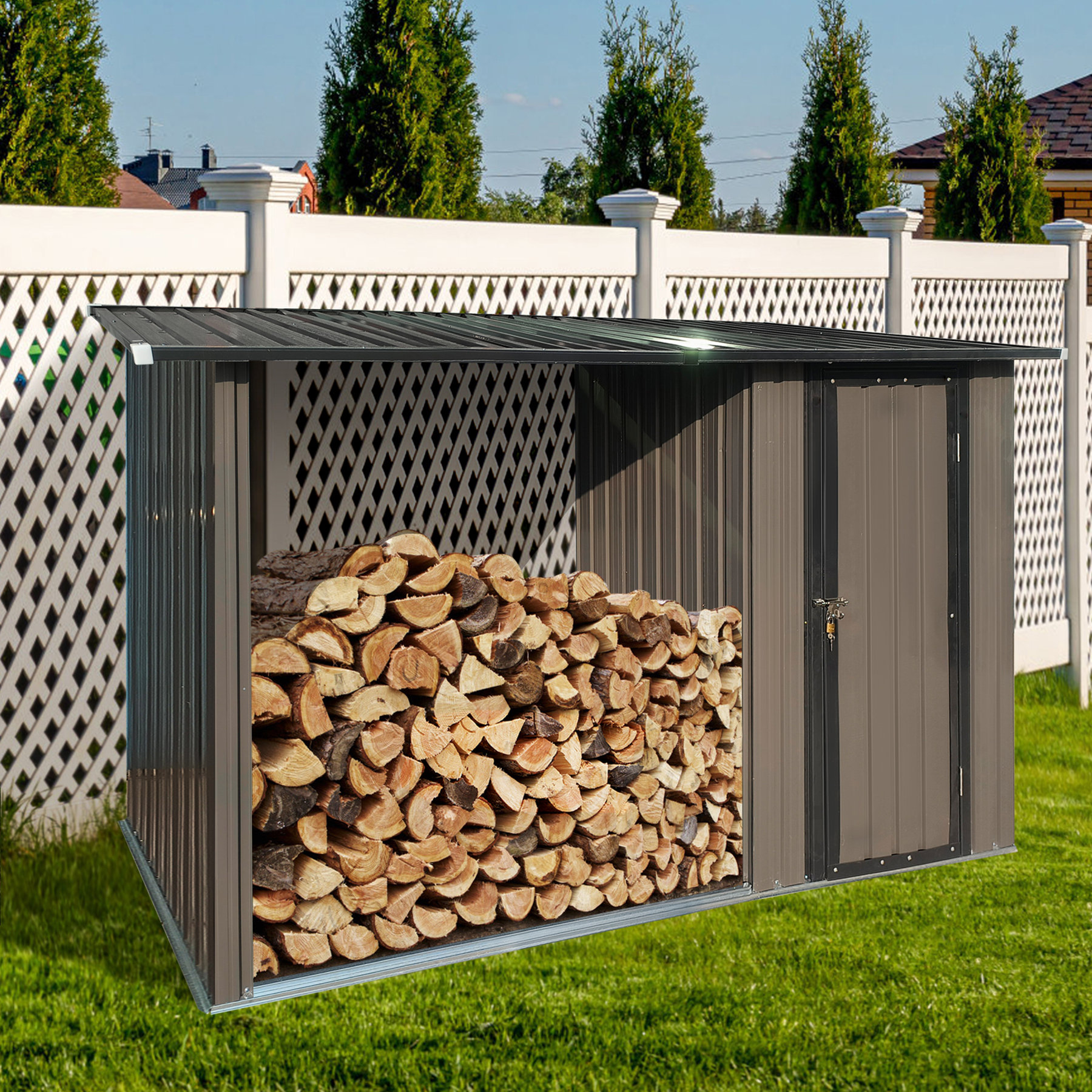 EASTERN FLOORING CENTER, INC. Outdoor Metal Firewood Rack and Storage ...