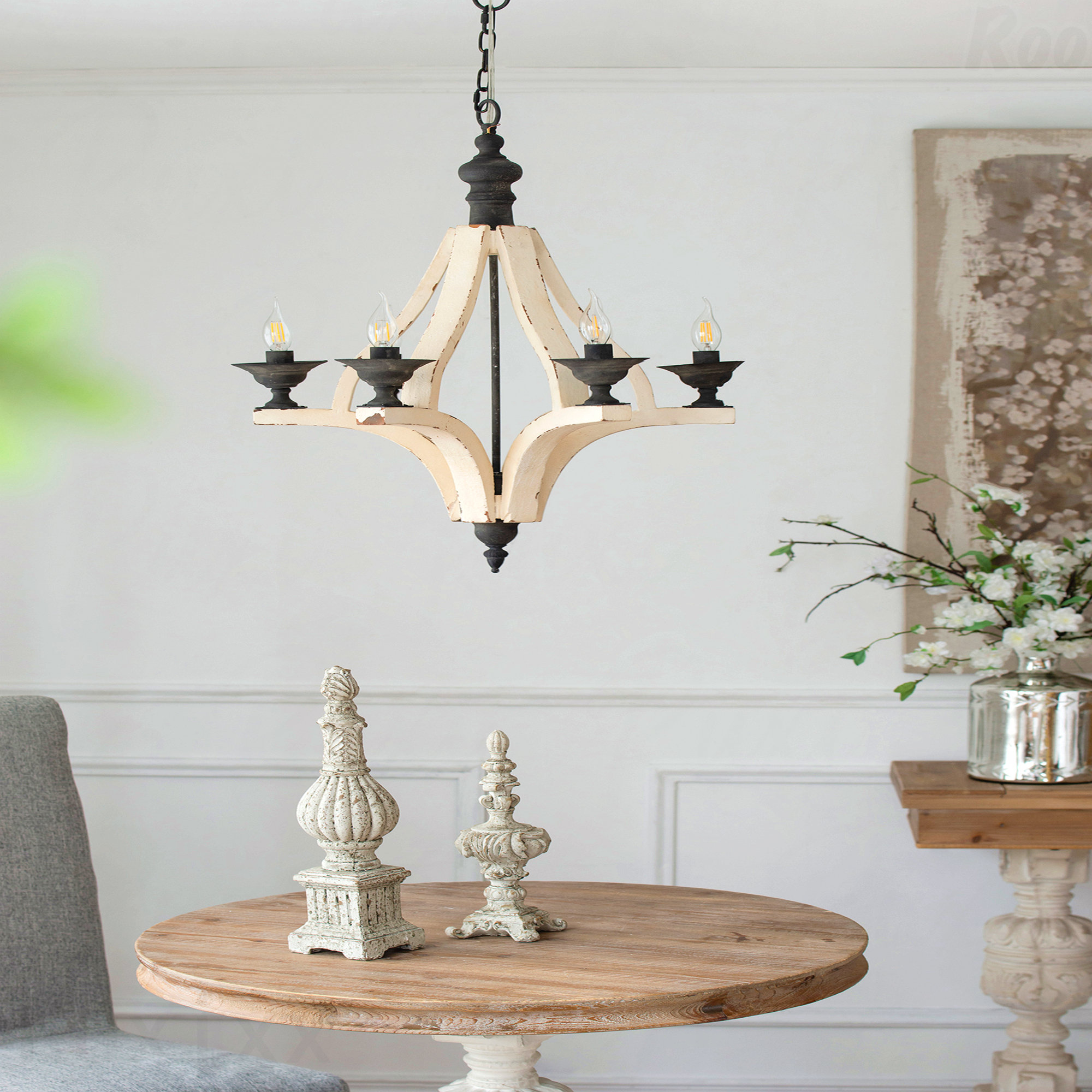 August Grove® Chandelier - 6-Light Wood Hanging Light Fixture