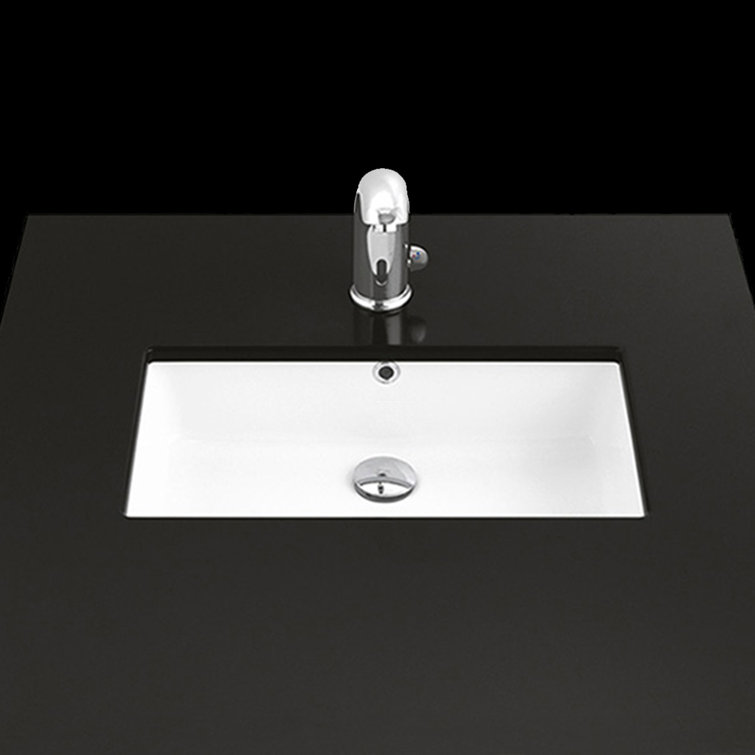 WS Bath Collections 17.3'' Glossy White Ceramic Rectangular Bathroom Sink with Overflow