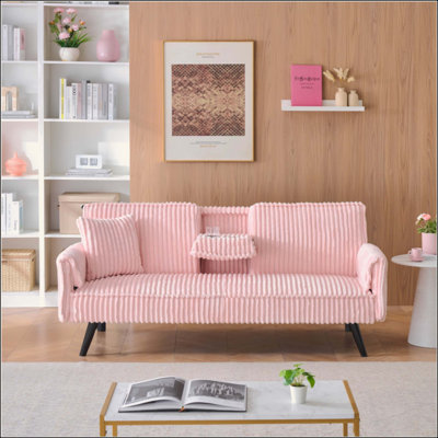 Minimalist Style, Straight-Line Corduroy Sofa Suitable For Sitting And Lying In The Living Room And Bedroom