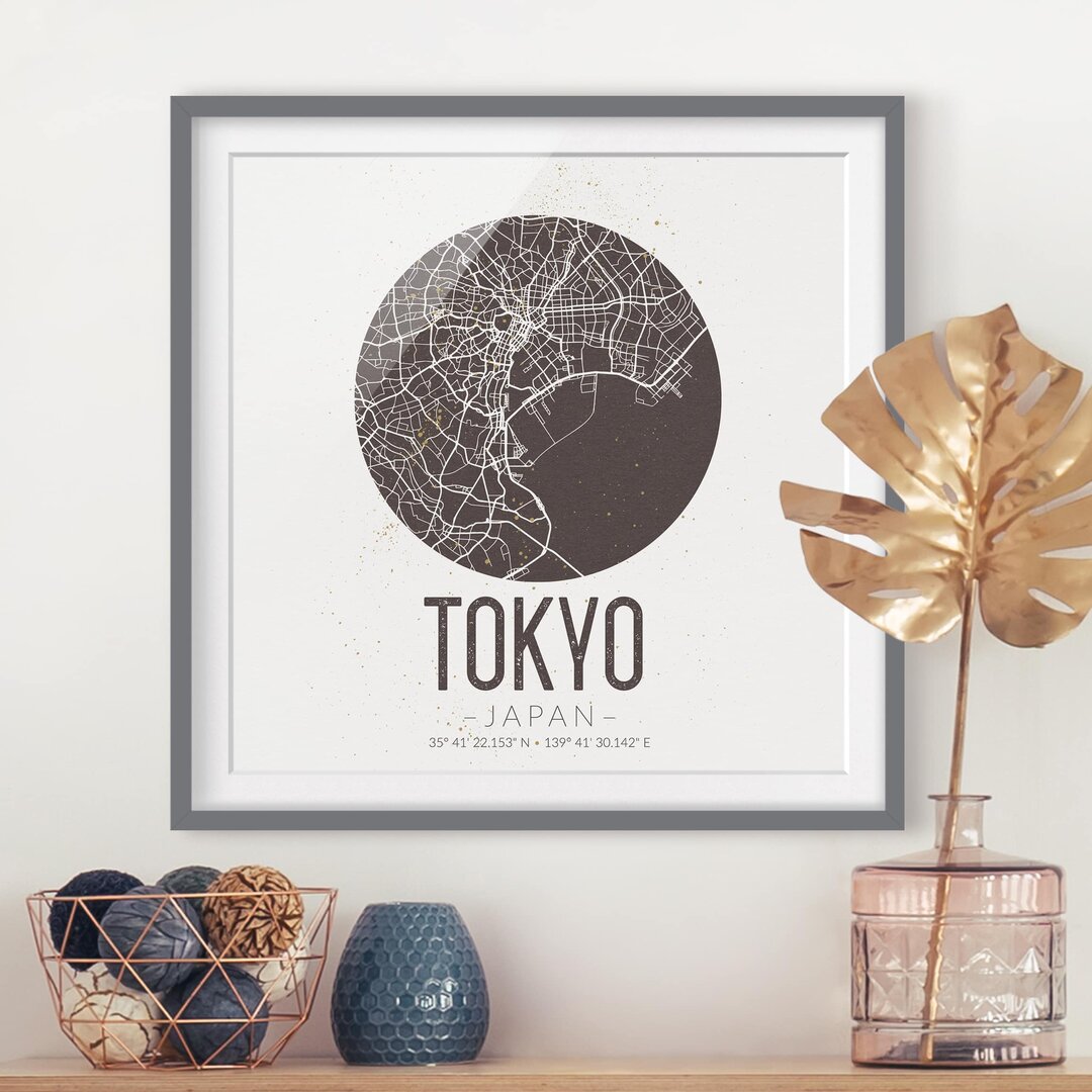 Gerahmtes Poster Tokyo Map