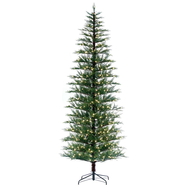 Vickerman 9' x 48" Western Cedar Artificial Slim Pre-lit Christmas Tree with 550 Dura-Lit® Warm White LED Mini Lights., 7' H