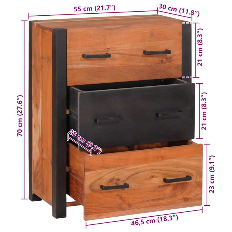 55cm Solid Wood Sideboard