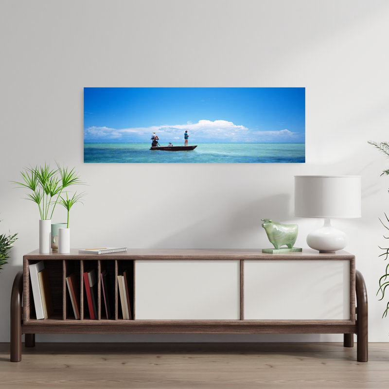 Petite embarcation de pêche Tarpon, art mural paysage marin océan, Floride, États-Unis, H 12 po x l 36 po