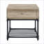 Chêne Brantley & amp; Table basse Sandy Grey avec pieds en métal robustes, tiroir de rangement et amp; Présentoir
