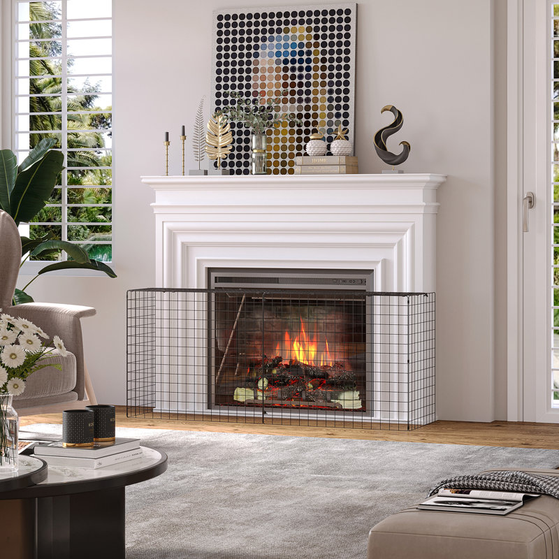 4 Panel Metal Fireplace Screen