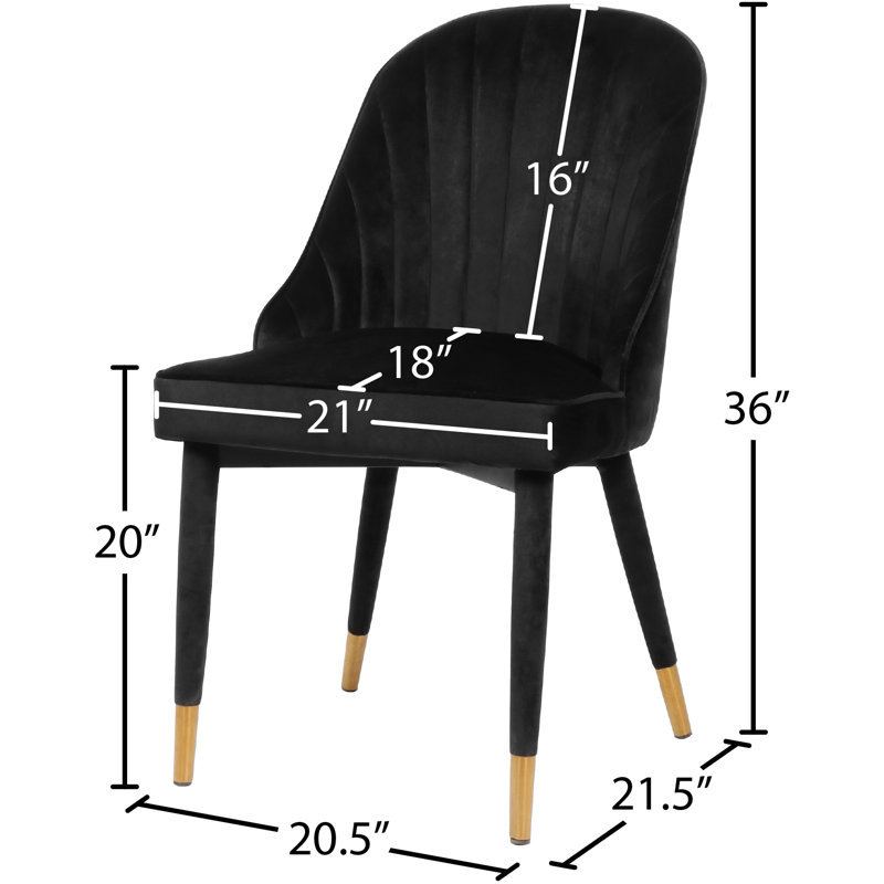 Chaise d'appoint rembourrée en velours Belle, Velours noir