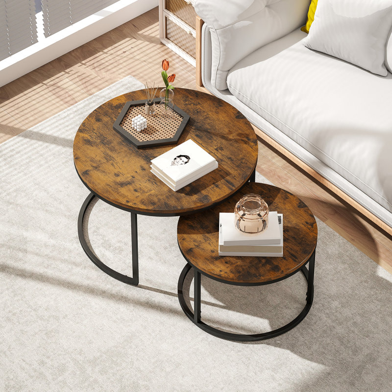 2 Piece Coffee Table Set, Rustic Brown