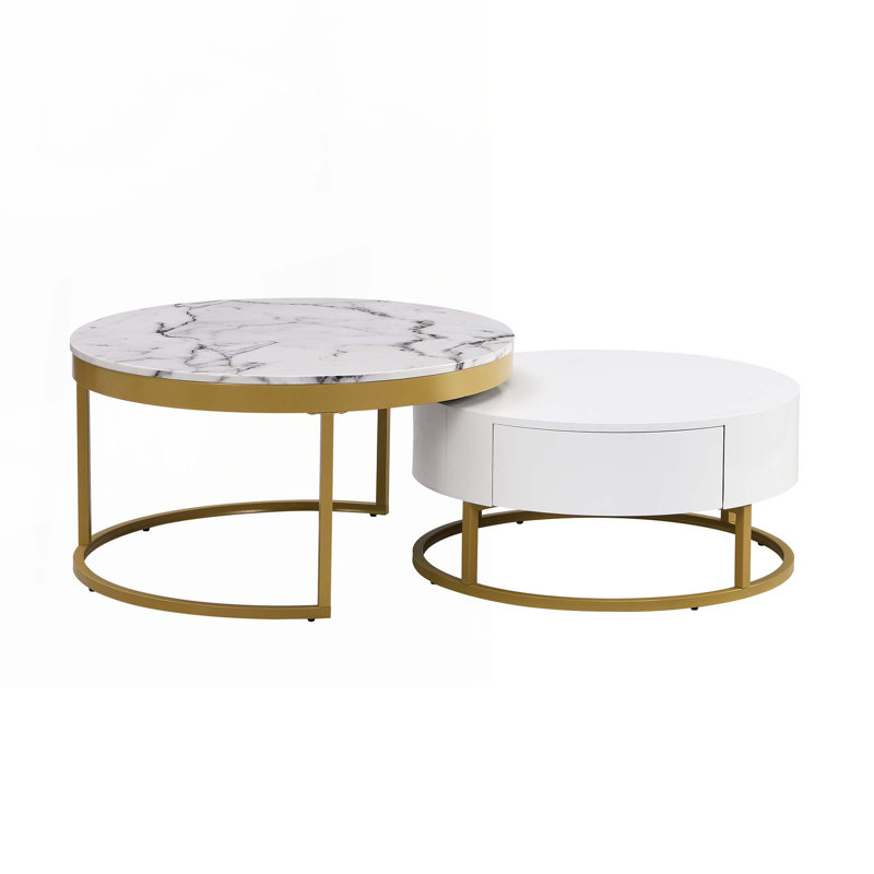 Table basse avec tiroirs, métal