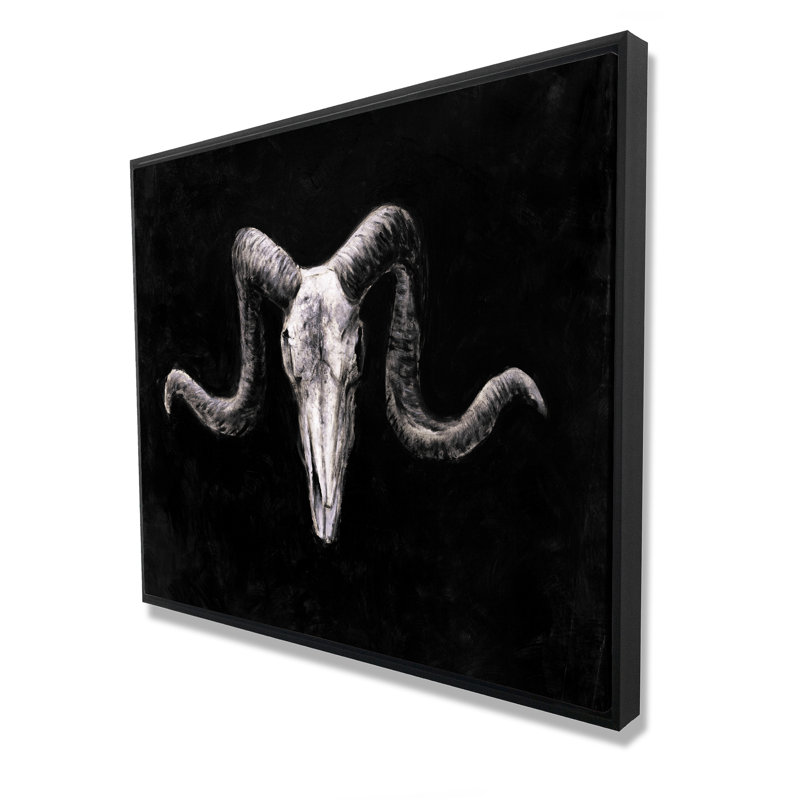 Skeleton Skulls Grunge Style - Gray Rustic Framed Canvas Decor