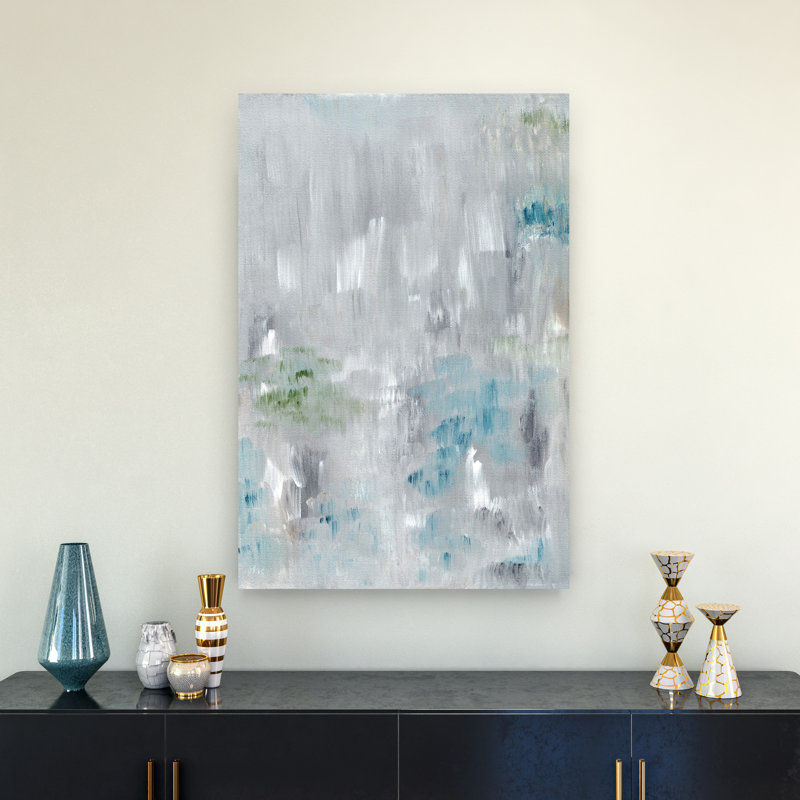 «Serene Abstract Brushstrokes Abstract», art mural moderne éthéré, H 36 po x l 24 po