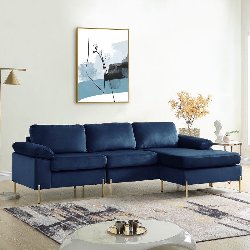 Canapé modulaire en velours avec méridienne