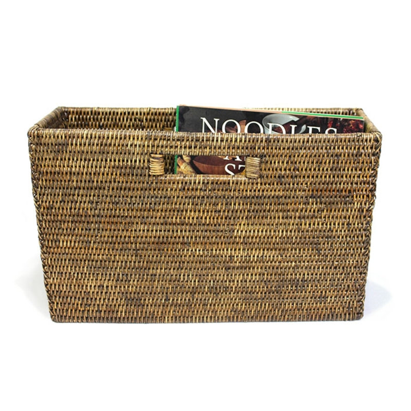 Wicker Decorative Basket, Antique Brown