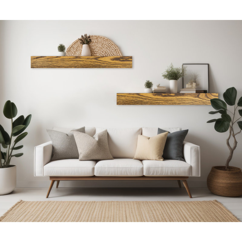Tablette flottante en chêne 2 pièces, H 5 po x l 37 po x P 4 po