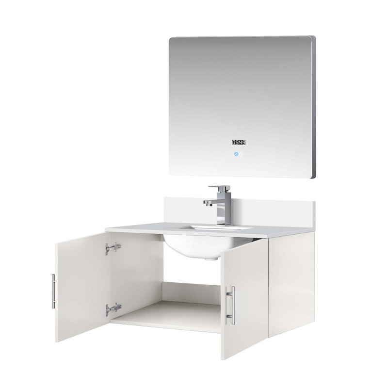 Ensemble de meuble-lavabo avec robinet et miroir DEL