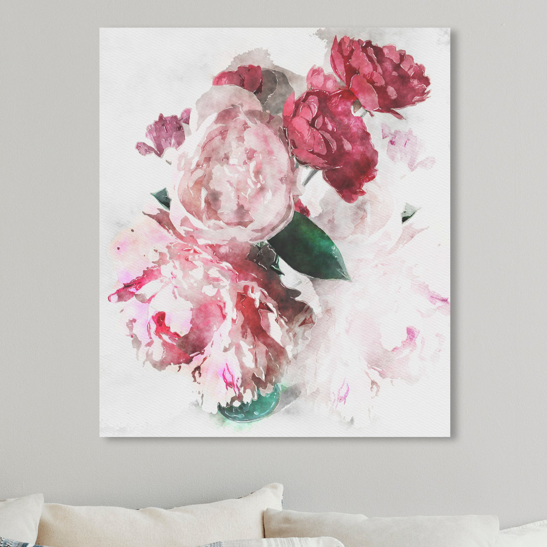 'Peony Vase' Painting on Wrapped Canvas