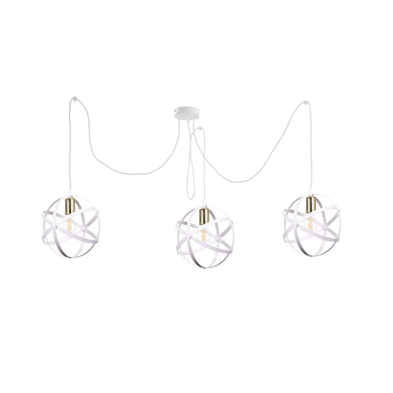 Bobbi-Rose 3 - Light Globe Pendant, White, White/Gold