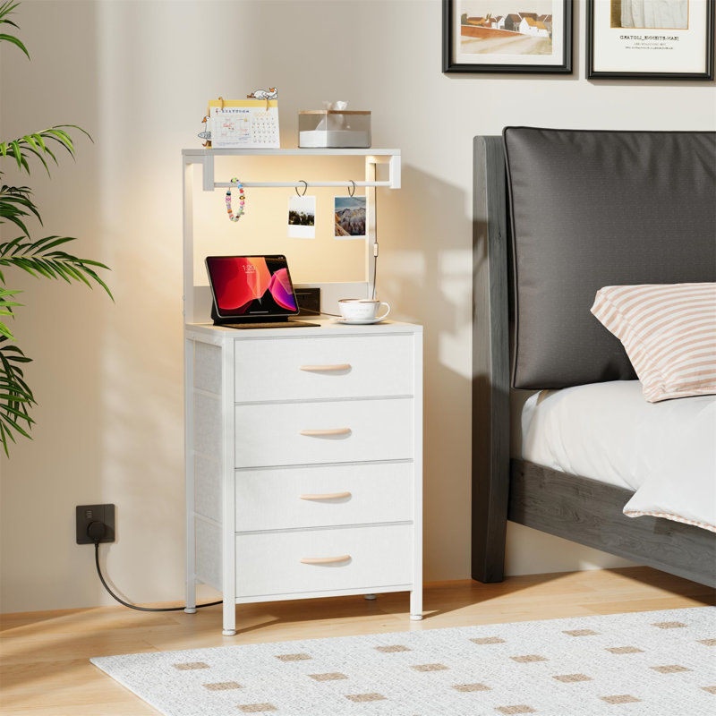 38.5cm W Metal Bedside Table