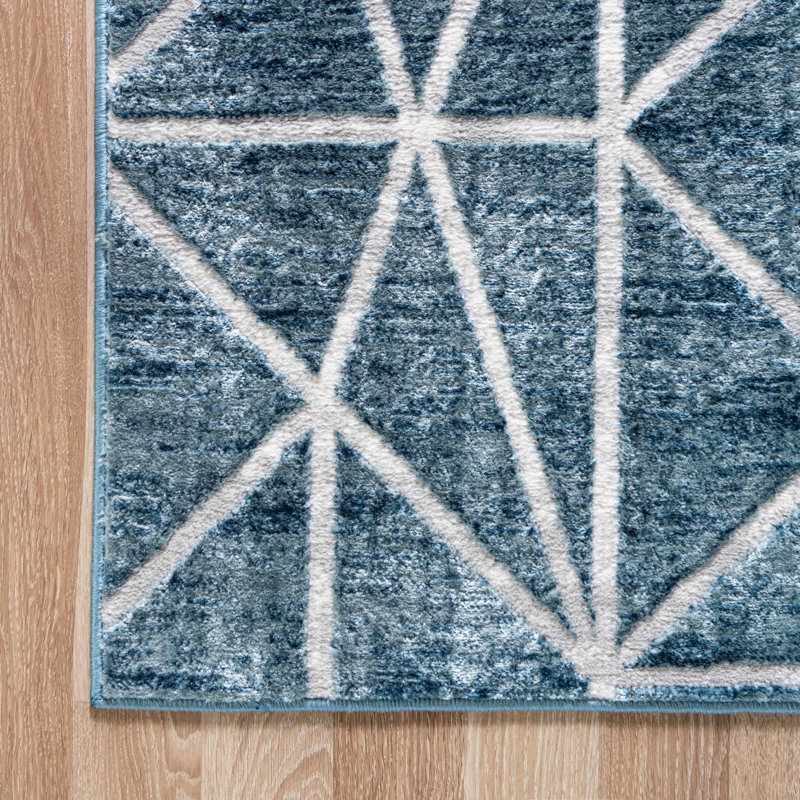 Tapis contemporain Eshin couleur océan, Carré 7 pi