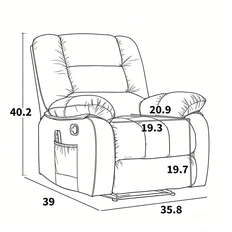 Fauteuil de massage inclinable manuel chauffant de 35,8 po de largeur (ensemble de 2), Gris foncé