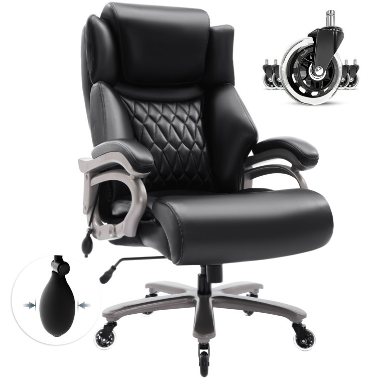 Ergonomic Executive Mesh Chair, Genuine Leather (Black) with