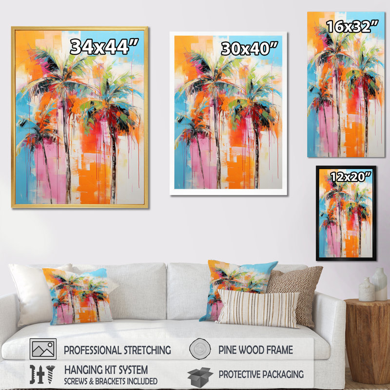 «Damani Palm Trees Palm V - Palm Trees», reproduction d'art sur toile, H 20 po x l 12 po x P 1 po, Toile tendue