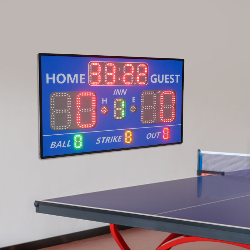 Tableau de pointage de table de baseball numérique numérique à DEL à 12 chiffres avec télécommande, Bleu