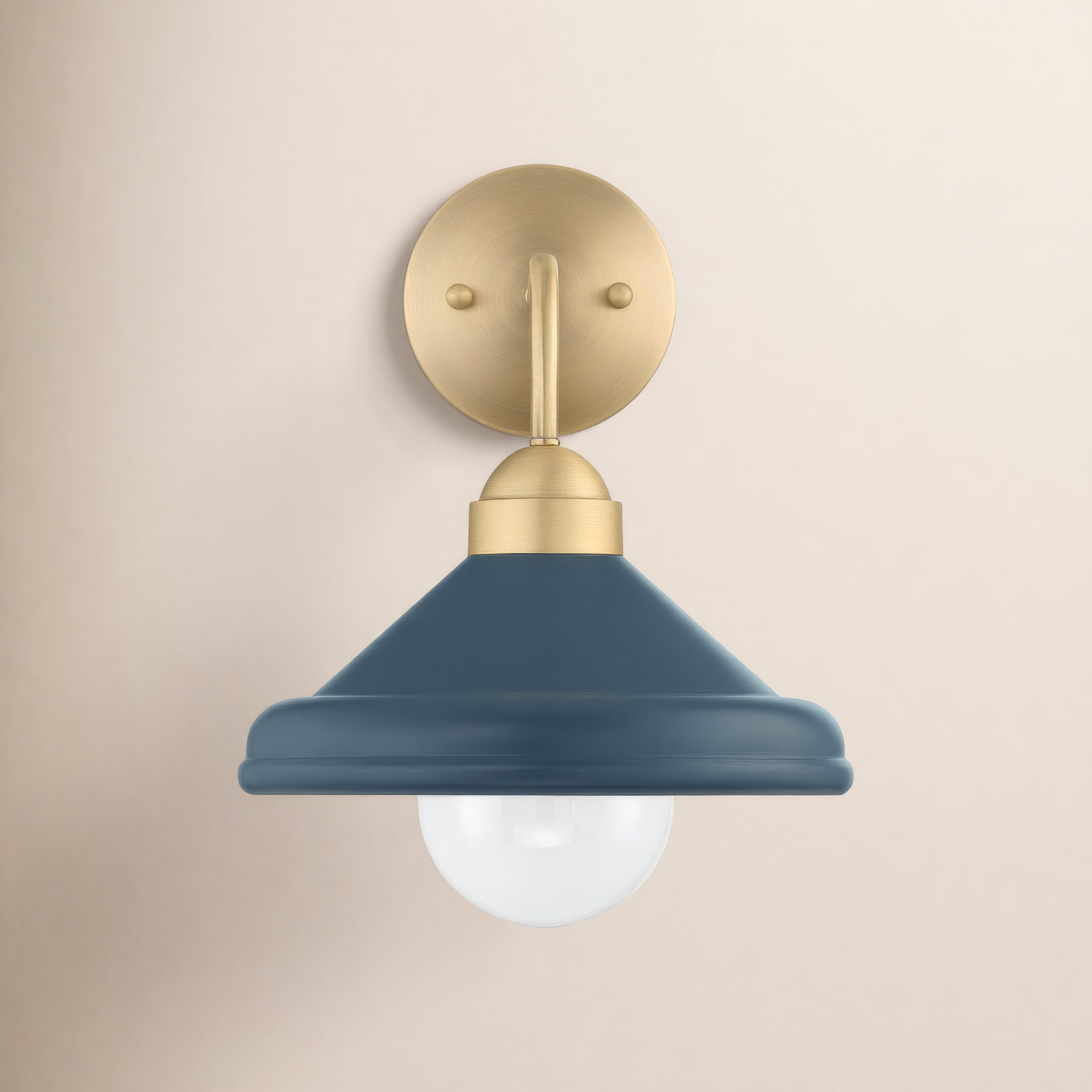 Delilah Single Light Iron Dimmable Armed Sconce, Navy