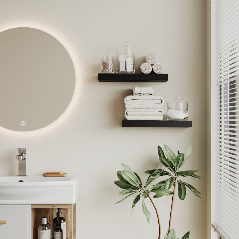 Miha 2 Piece Floating Shelf, Black