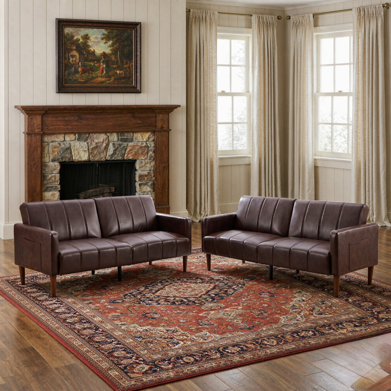 Canapé en bois massif avec coussins de 49,8 po Carletto, Beige