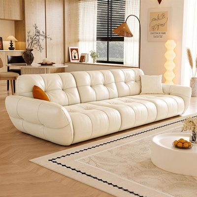 Beige Faux Leather Modular Sofa cushion couch