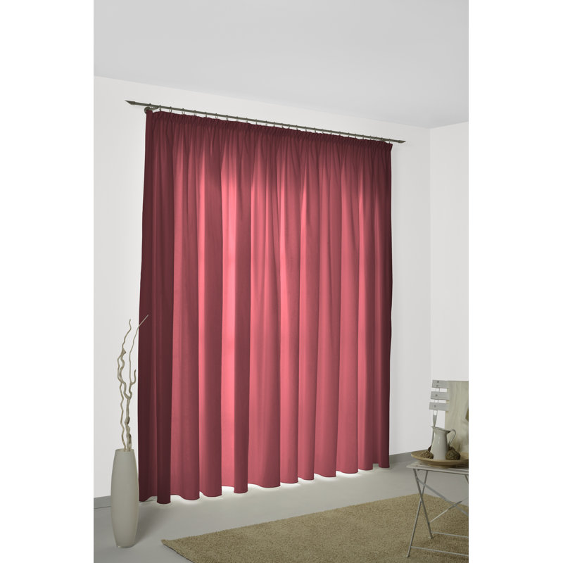 Kyrstan Pencil Pleat Room Darkening Thermal Single Curtain, 132cm Width x 175cm Drop, Berry