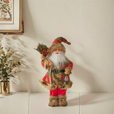 Lanterne de bonbon 11,8 po de couleur rouge Père Noël