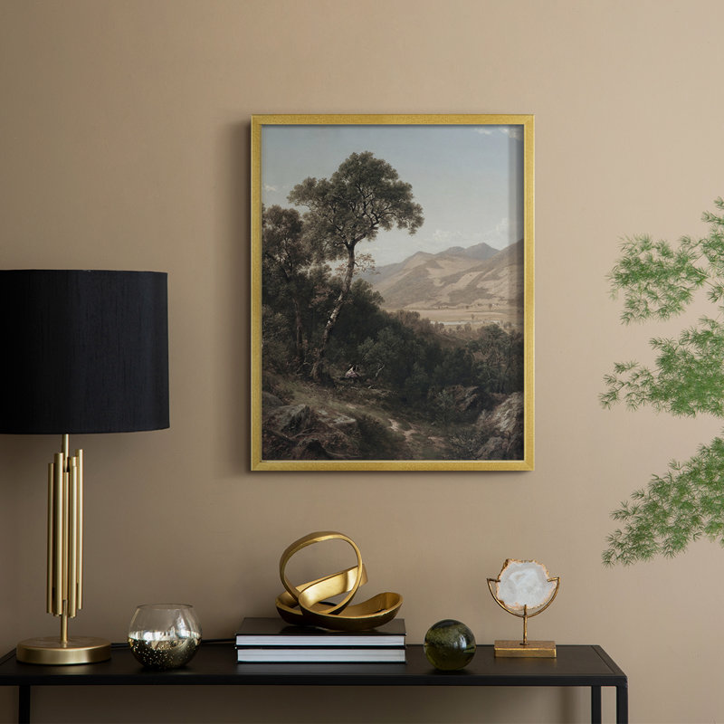 «Vintage Landscape», reproduction encadrée Cxxxviii - bois massif, H 30 po x l 24 po, Doré