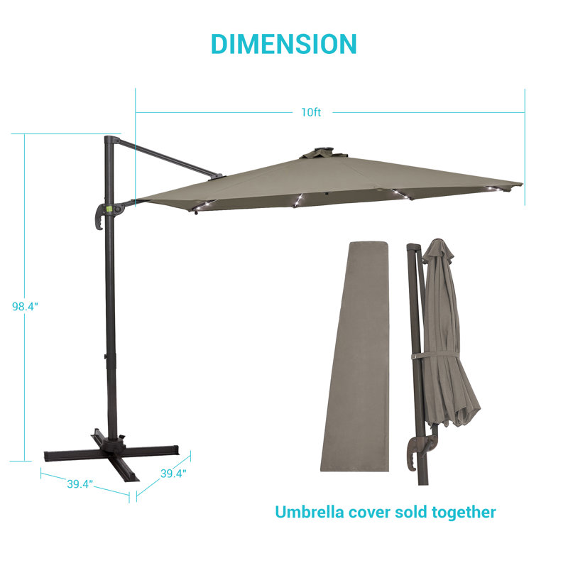 Parasol en porte-à-faux 10 pi Ildefonso, Taupe