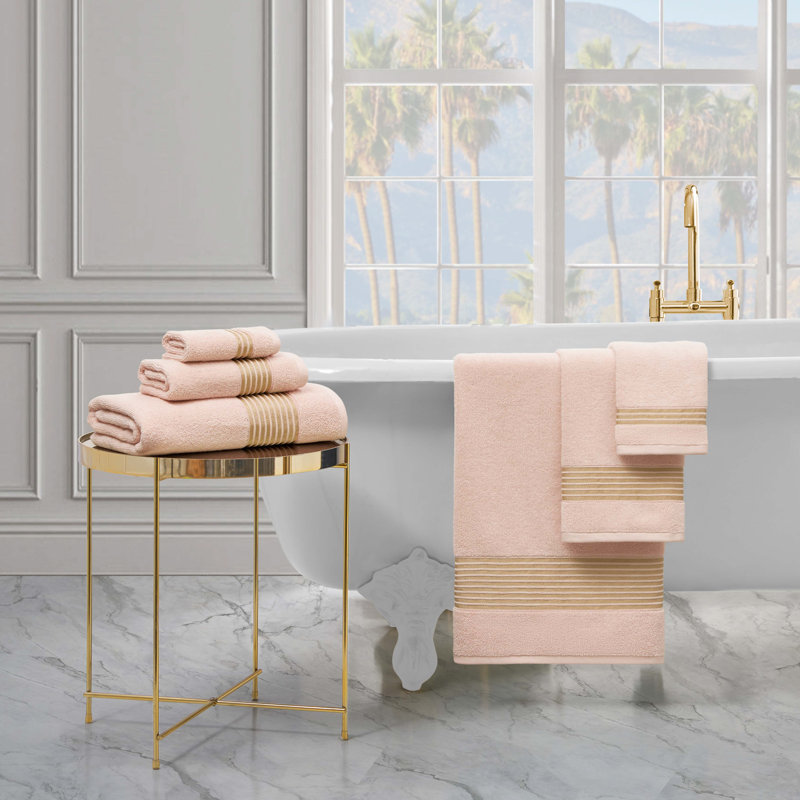 Juicy Couture Melissa Bath Towels, 2-Bath Towels, 2-Hand Towels, and 2-Washcloths, Crystal Pink