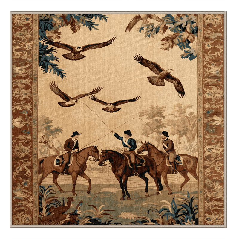 Tapis brun français lavable à la machine, Carré 7 pi